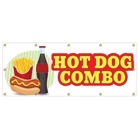 Signmission Hot Dog Combo Banner Heavy Duty 13 Oz Vinyl with Grommets B-120 Hot Dog Combo